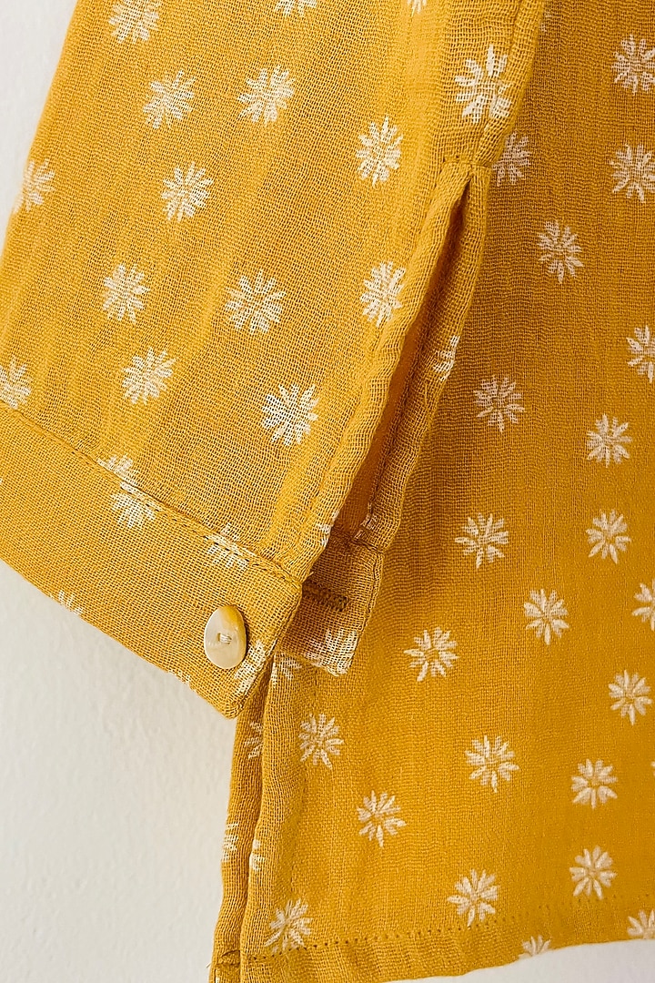 Mustard Cotton Printed Shirt by ORCR KIDS at Pernia's Pop Up Shop