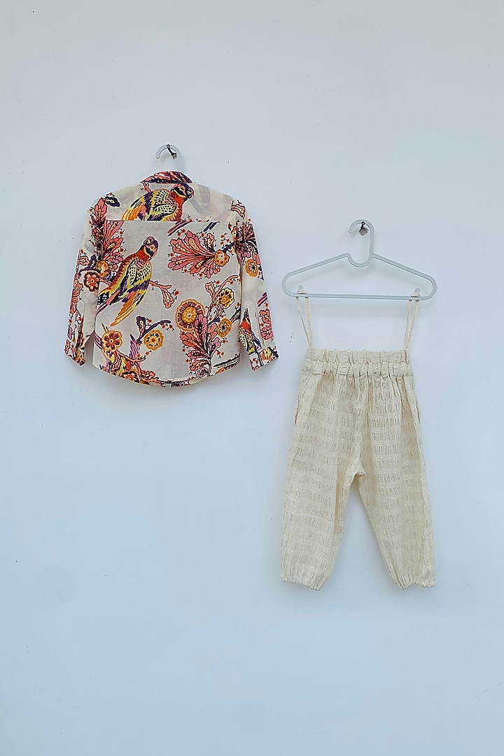 Off White Cotton Lycra Pant Set by ORCR KIDS at Pernia's Pop Up Shop