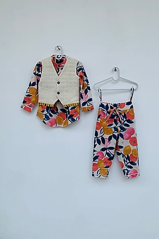 Multi Colored Pant Set With Print by ORCR KIDS