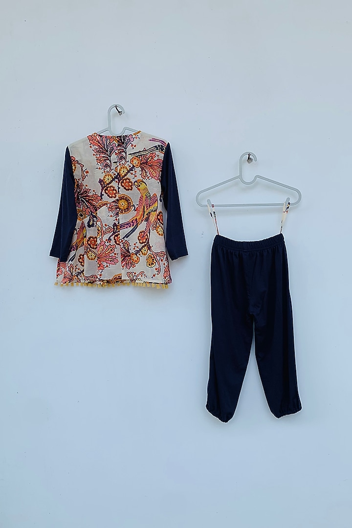 Multi Colored Jersey Printed Pant Set For Girls by ORCR KIDS at Pernia's Pop Up Shop