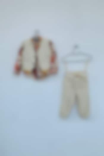 Off White Cotton Pant Set by ORCR KIDS