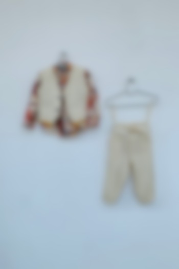 Off White Cotton Pant Set by ORCR KIDS