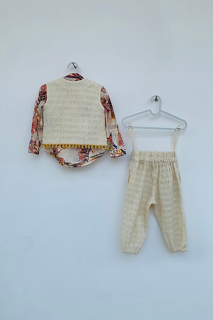 Off White Cotton Pant Set by ORCR KIDS at Pernia's Pop Up Shop