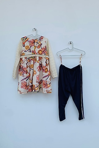 Multi Colored Printed Tunic Set For Girls by ORCR KIDS