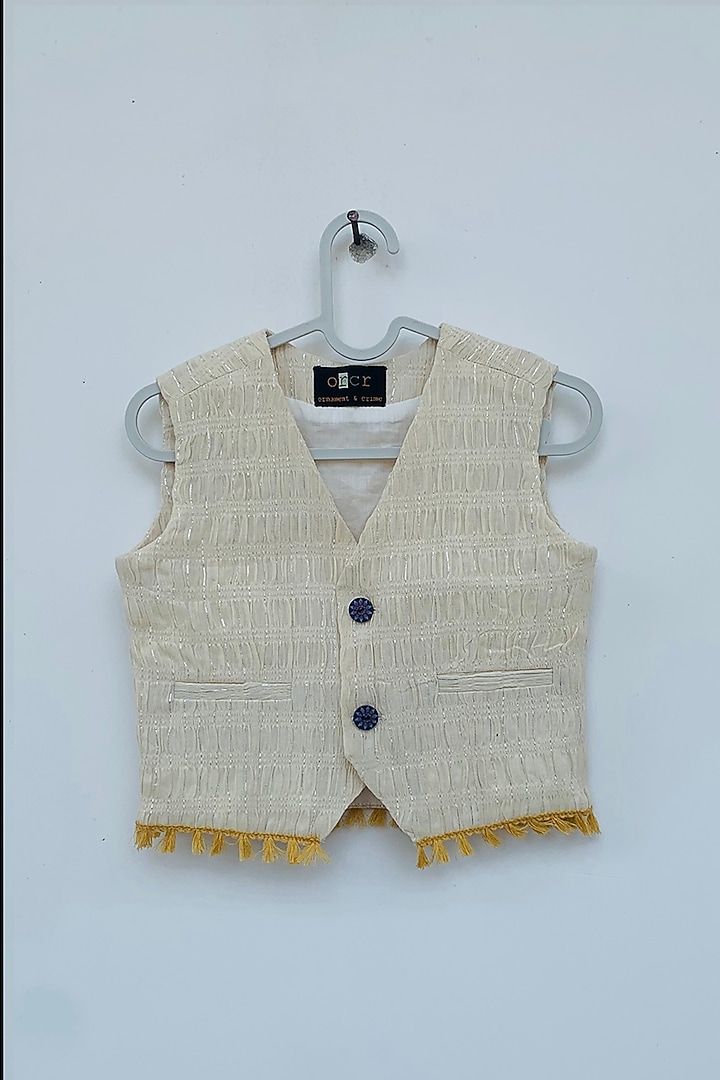 Off White Cotton Lycra Waistcoat by ORCR KIDS at Pernia's Pop Up Shop