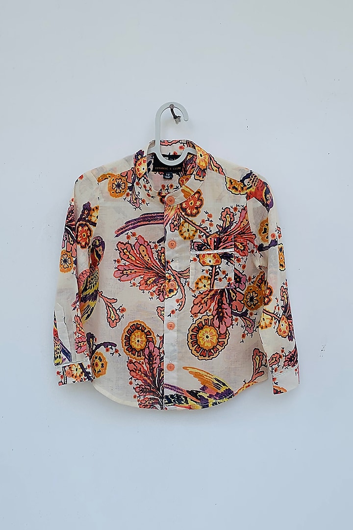 Off White Printed Shirt by ORCR KIDS