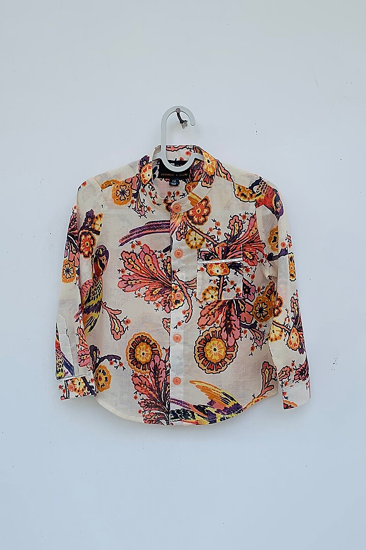 Off White Printed Shirt by ORCR KIDS at Pernia's Pop Up Shop