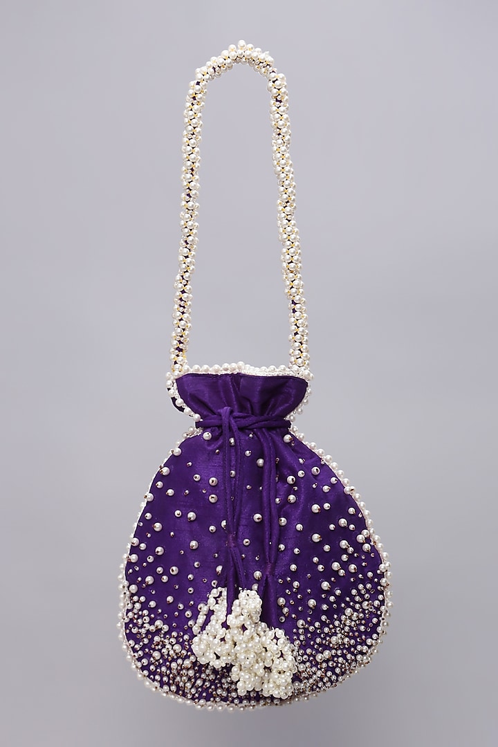 Violet Pearl Embellished Potli by Ornatte at Pernia's Pop Up Shop