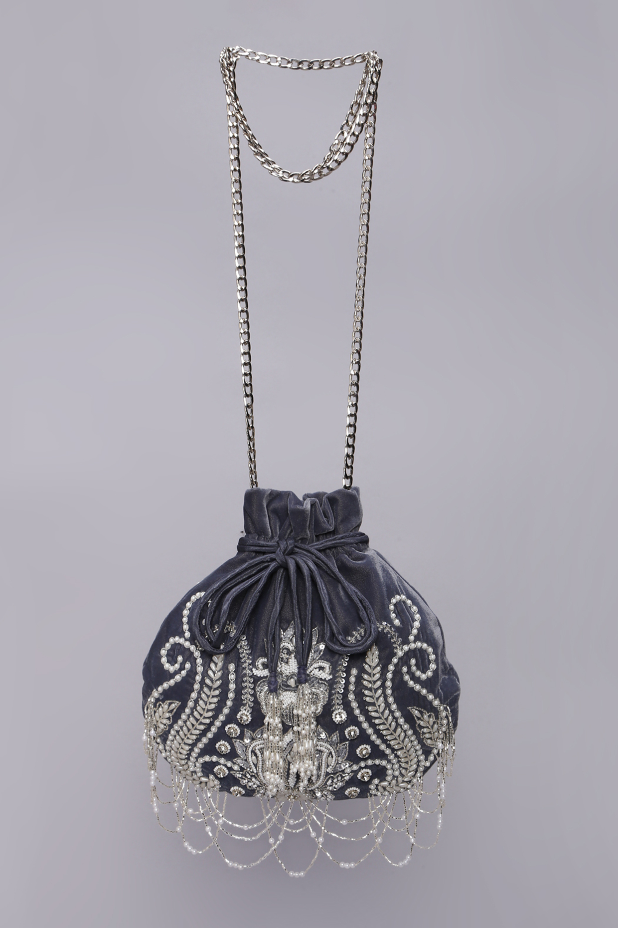Grey Embellished Potli by Ornatte