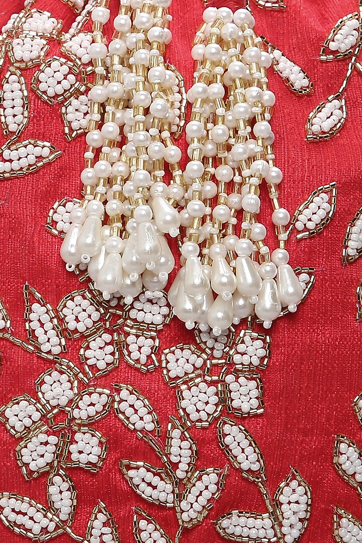 Red Pearl Embellished Potli by Ornatte at Pernia's Pop Up Shop