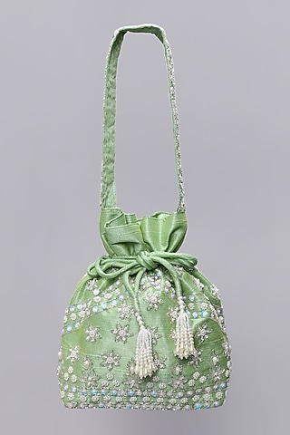 Mint Green Embellished Potli by Ornatte