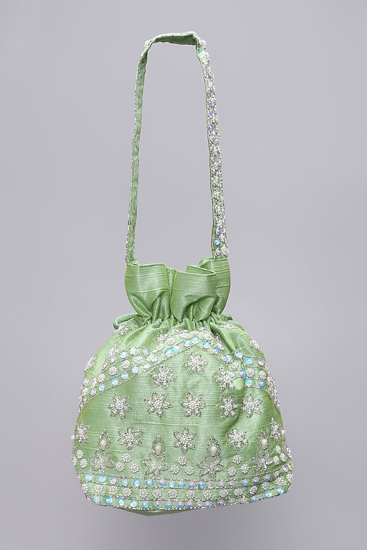 Mint Green Embellished Potli by Ornatte at Pernia's Pop Up Shop