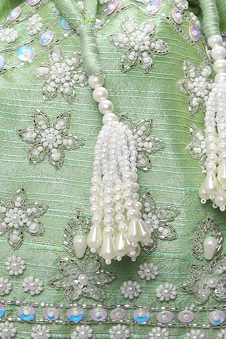 Mint Green Embellished Potli by Ornatte at Pernia's Pop Up Shop