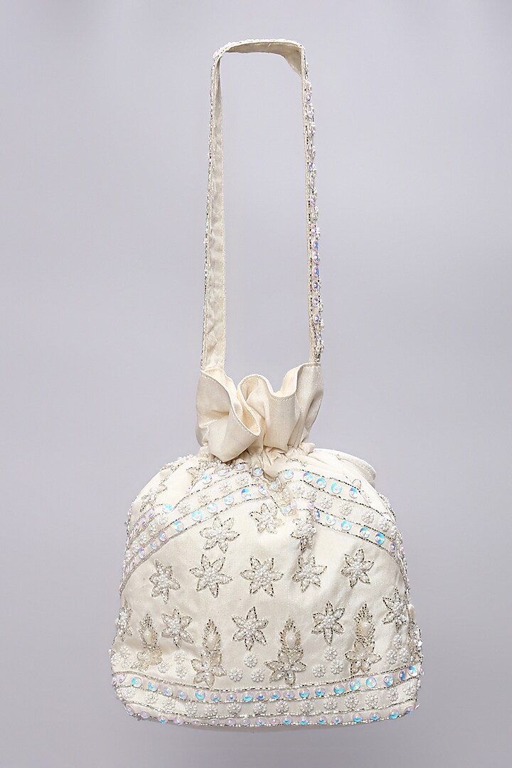 White Embellished Potli by Ornatte at Pernia's Pop Up Shop