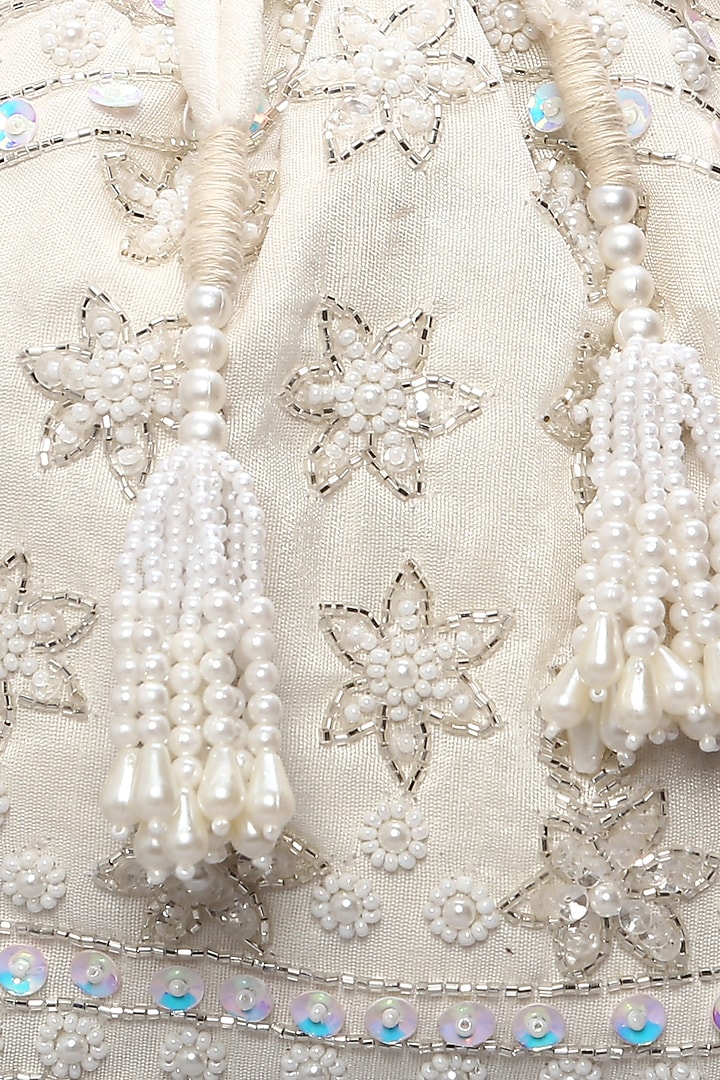 White Embellished Potli by Ornatte at Pernia's Pop Up Shop