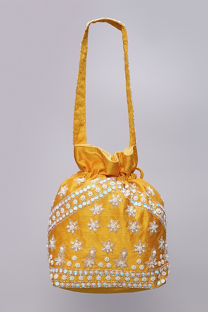 Mustard Embellished Potli by Ornatte at Pernia's Pop Up Shop