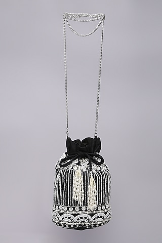 Black Embellished Handcrafted Potli by Ornatte