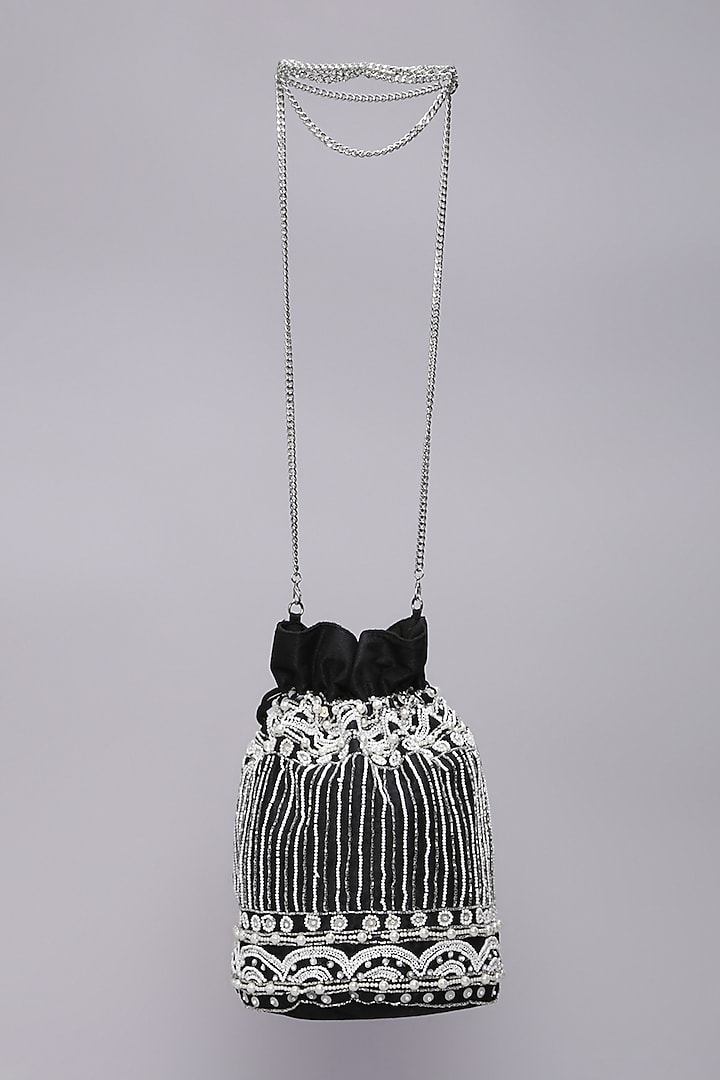 Black Embellished Handcrafted Potli by Ornatte at Pernia's Pop Up Shop