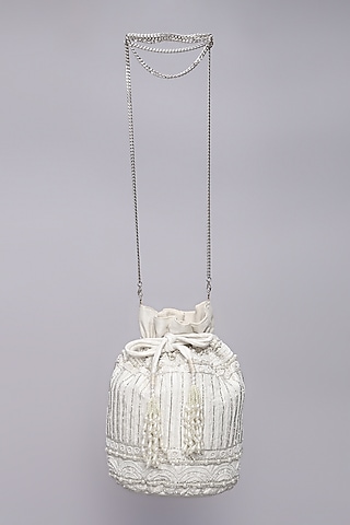 White Embellished Handcrafted Potli by Ornatte