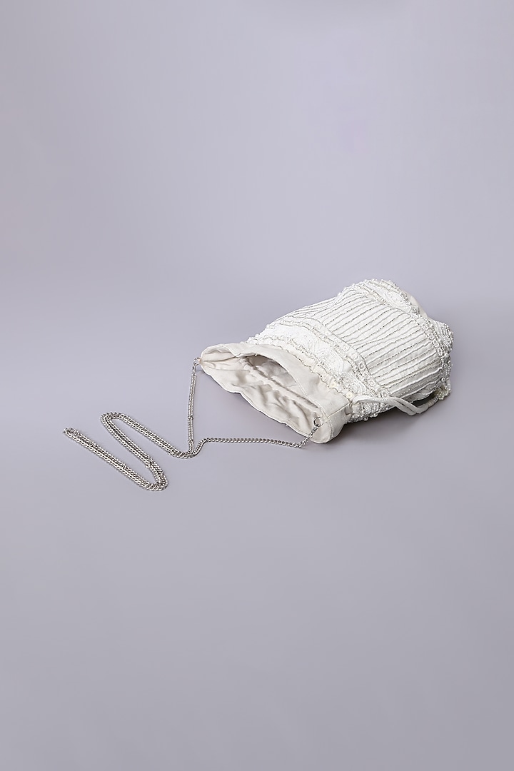 White Embellished Handcrafted Potli by Ornatte at Pernia's Pop Up Shop