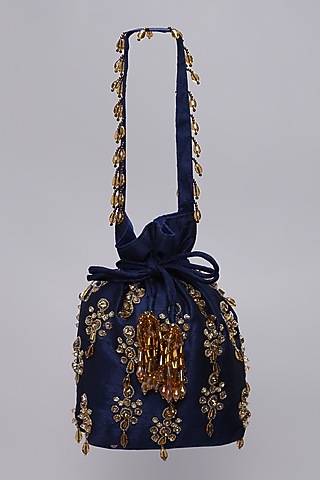 Royal Blue Embellished Potli by Ornatte