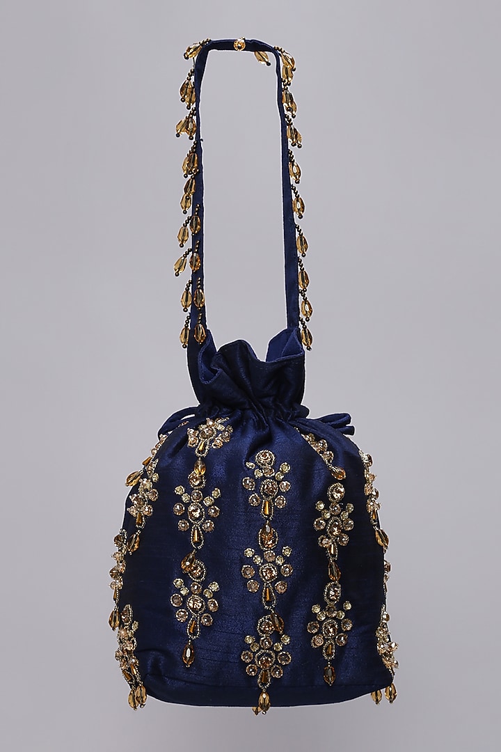 Royal Blue Embellished Potli by Ornatte at Pernia's Pop Up Shop