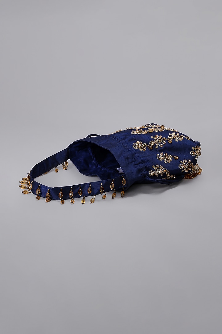 Royal Blue Embellished Potli by Ornatte at Pernia's Pop Up Shop