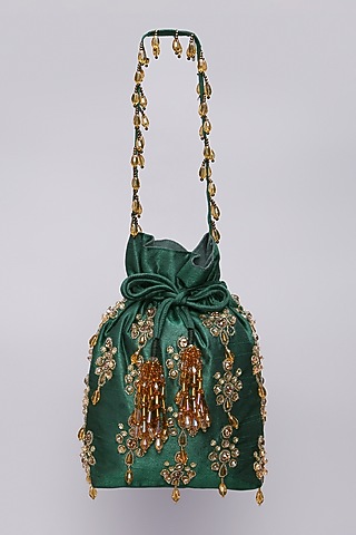 Green Embellished Potli by Ornatte