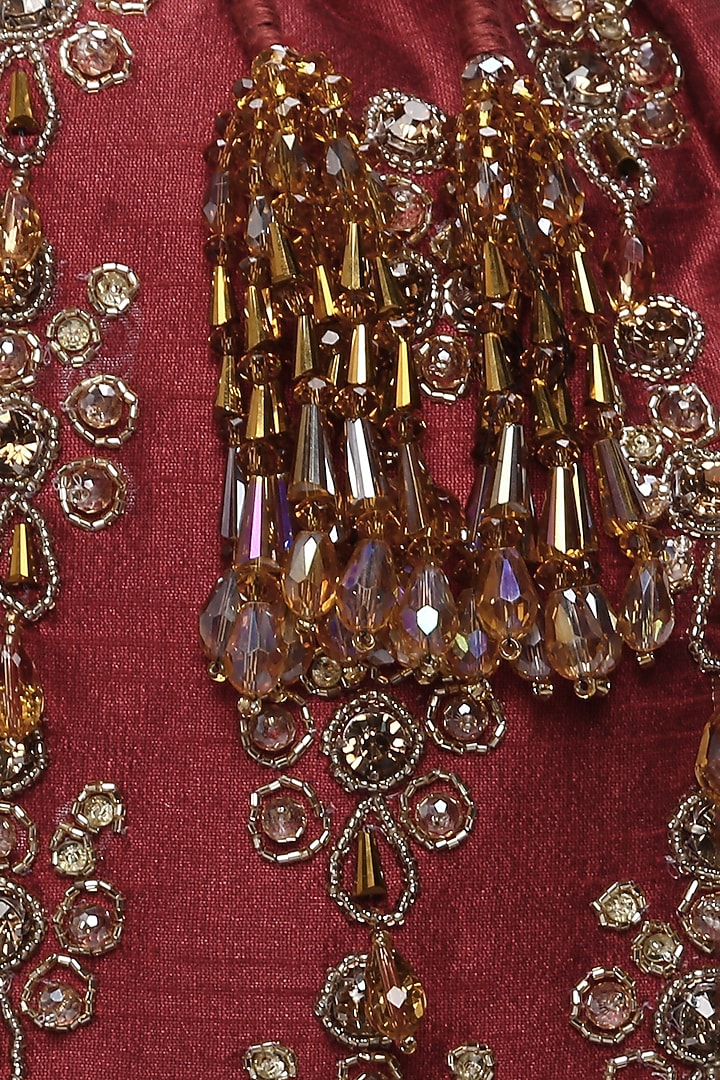 Maroon Embellished Potli by Ornatte at Pernia's Pop Up Shop