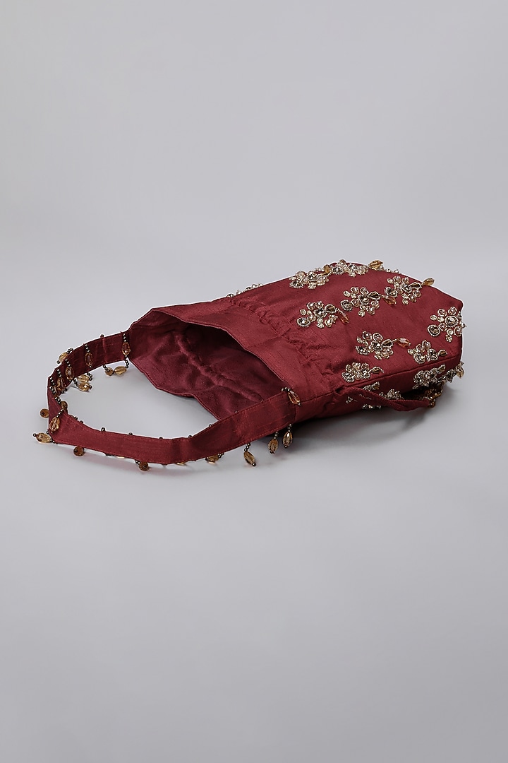 Maroon Embellished Potli by Ornatte at Pernia's Pop Up Shop