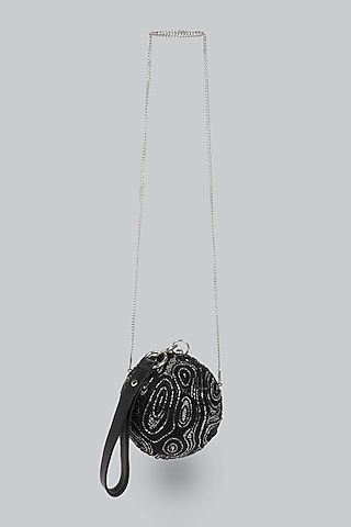 Black & White Embellished Clutch by Ornatte
