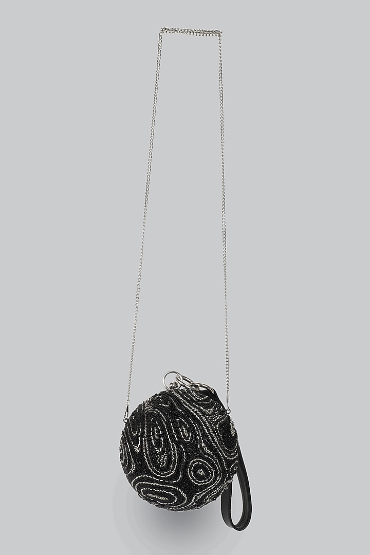 Black & White Embellished Clutch by Ornatte at Pernia's Pop Up Shop