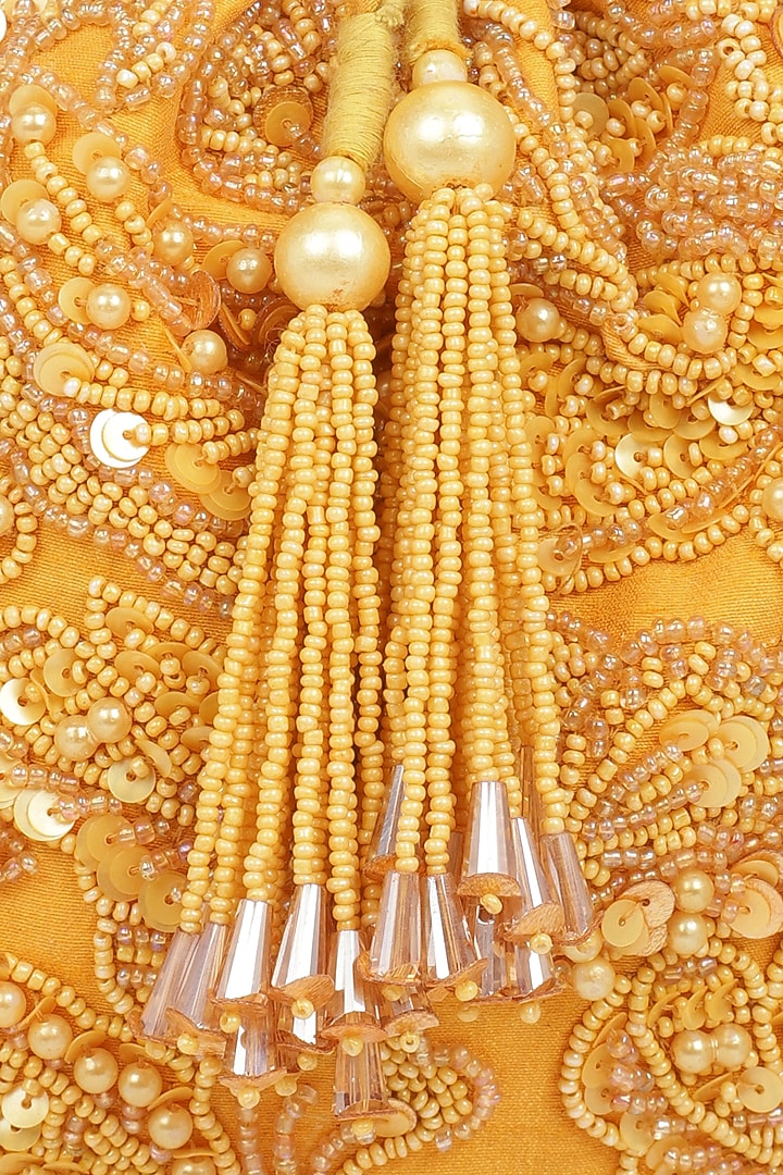 Mustard Yellow Embellished Potli by Ornatte at Pernia's Pop Up Shop