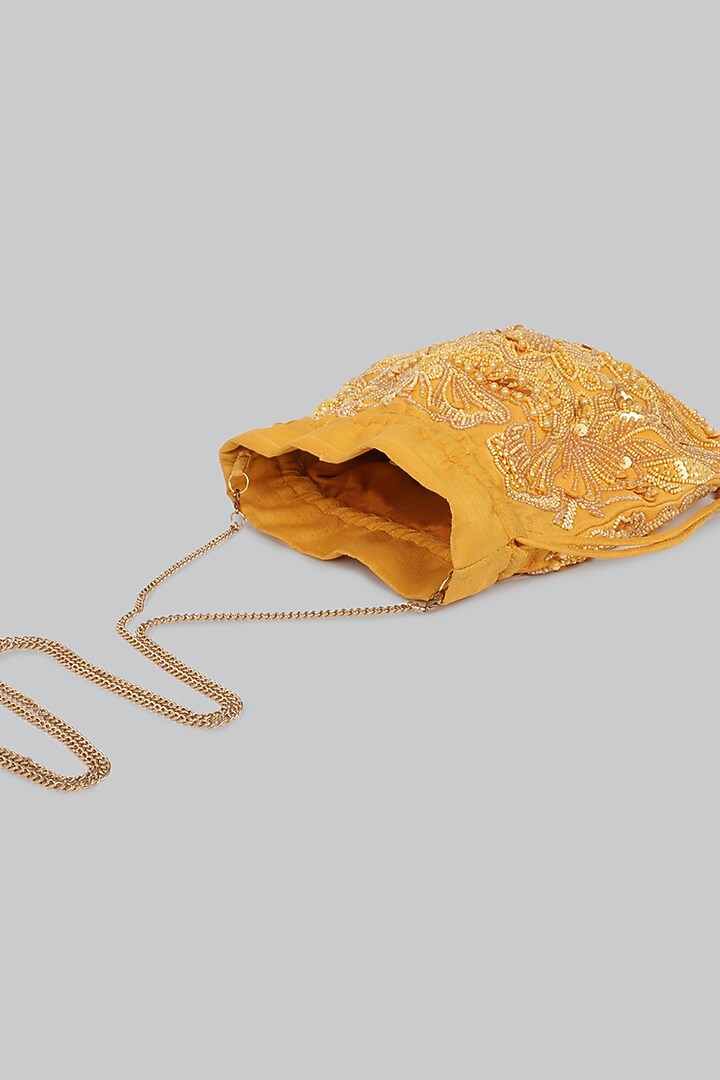 Mustard Yellow Embellished Potli by Ornatte at Pernia's Pop Up Shop