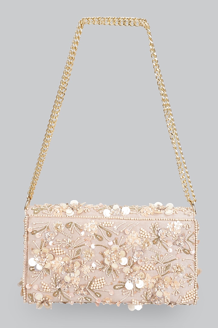 Champagne Pink Embellished Clutch by Ornatte at Pernia's Pop Up Shop