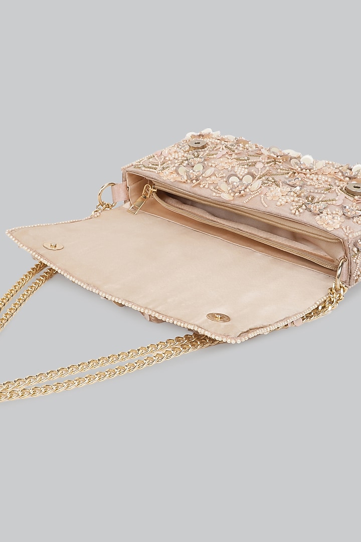 Champagne Pink Embellished Clutch by Ornatte at Pernia's Pop Up Shop