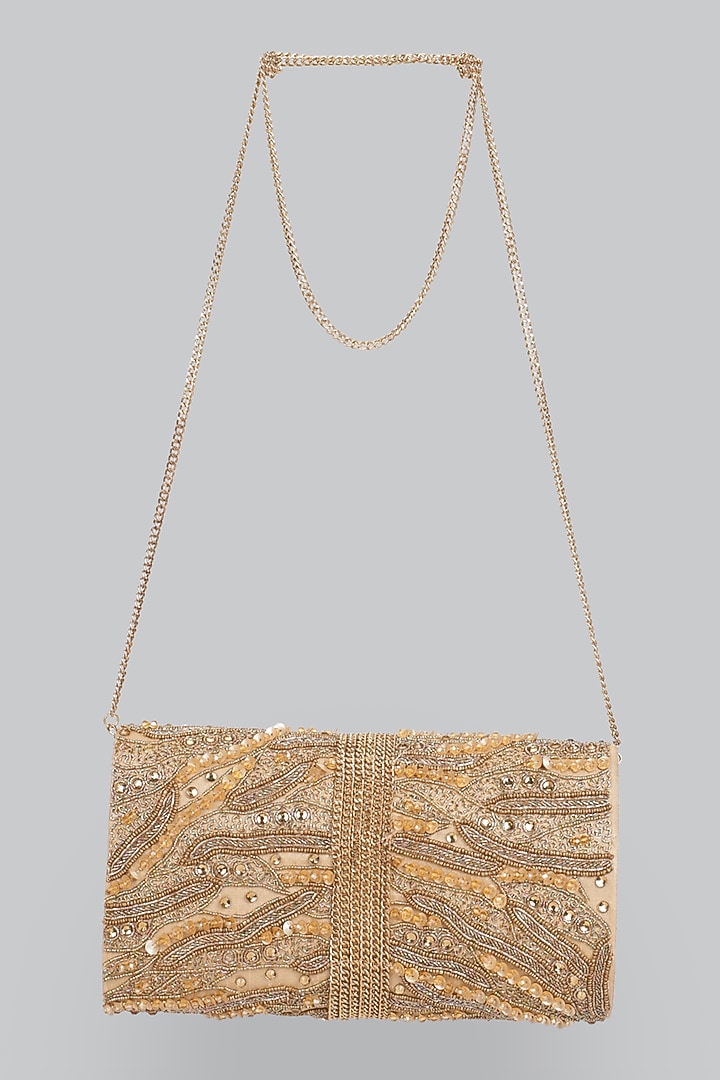 Golden Embellished Clutch by Ornatte at Pernia's Pop Up Shop
