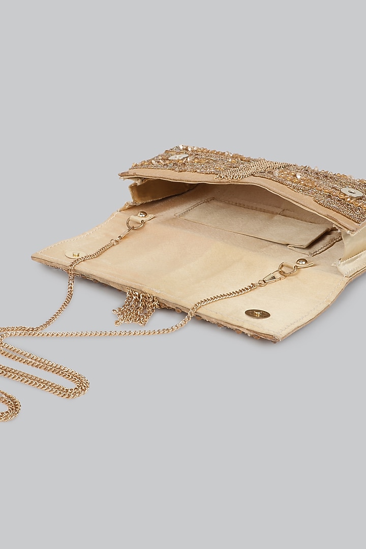 Golden Embellished Clutch by Ornatte at Pernia's Pop Up Shop