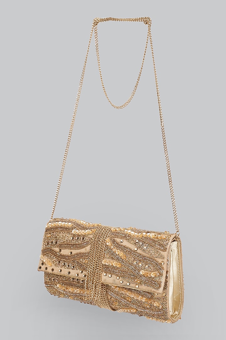 Golden Embellished Clutch by Ornatte at Pernia's Pop Up Shop