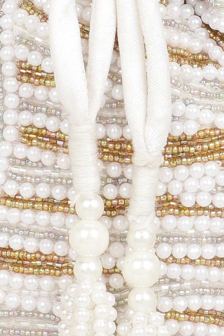 White & Gold Embellished Potli by Ornatte at Pernia's Pop Up Shop