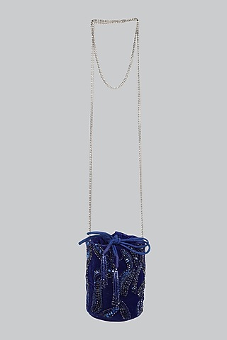 Blue Embellished Potli by Ornatte