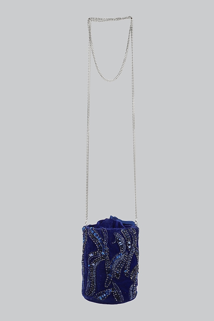 Blue Embellished Potli by Ornatte at Pernia's Pop Up Shop