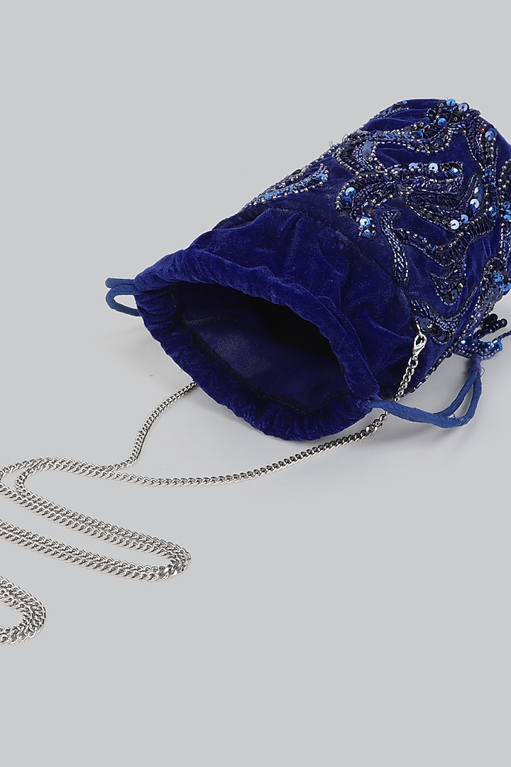 Blue Embellished Potli by Ornatte at Pernia's Pop Up Shop