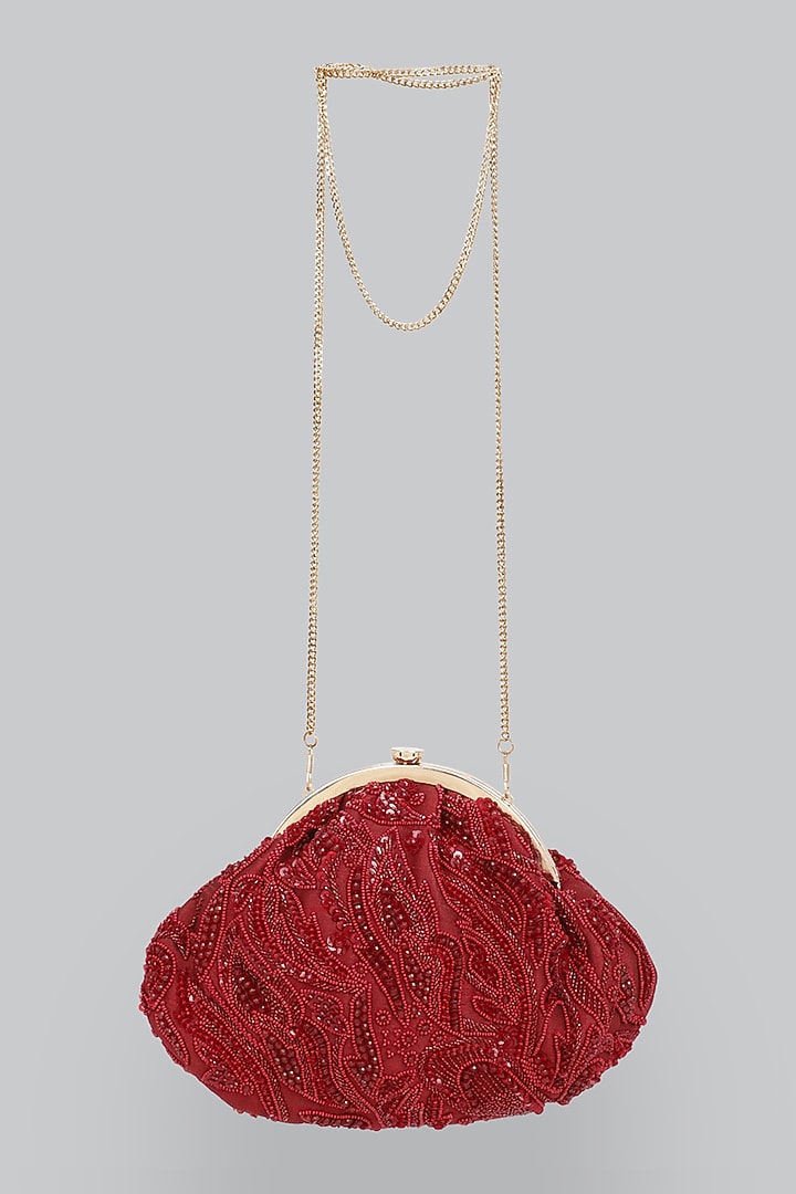 Red Embellished Clutch by Ornatte at Pernia's Pop Up Shop