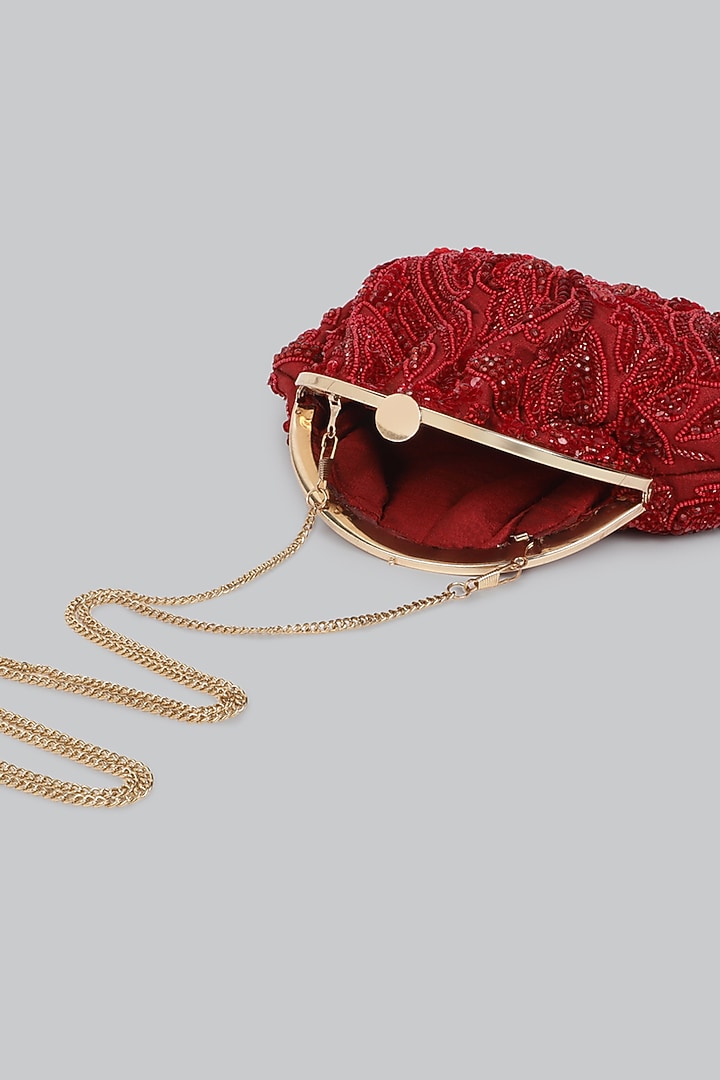 Red Embellished Clutch by Ornatte at Pernia's Pop Up Shop