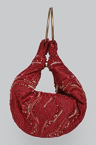 Maroon Embellished Clutch by Ornatte