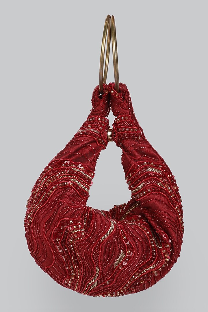 Maroon Embellished Clutch by Ornatte at Pernia's Pop Up Shop