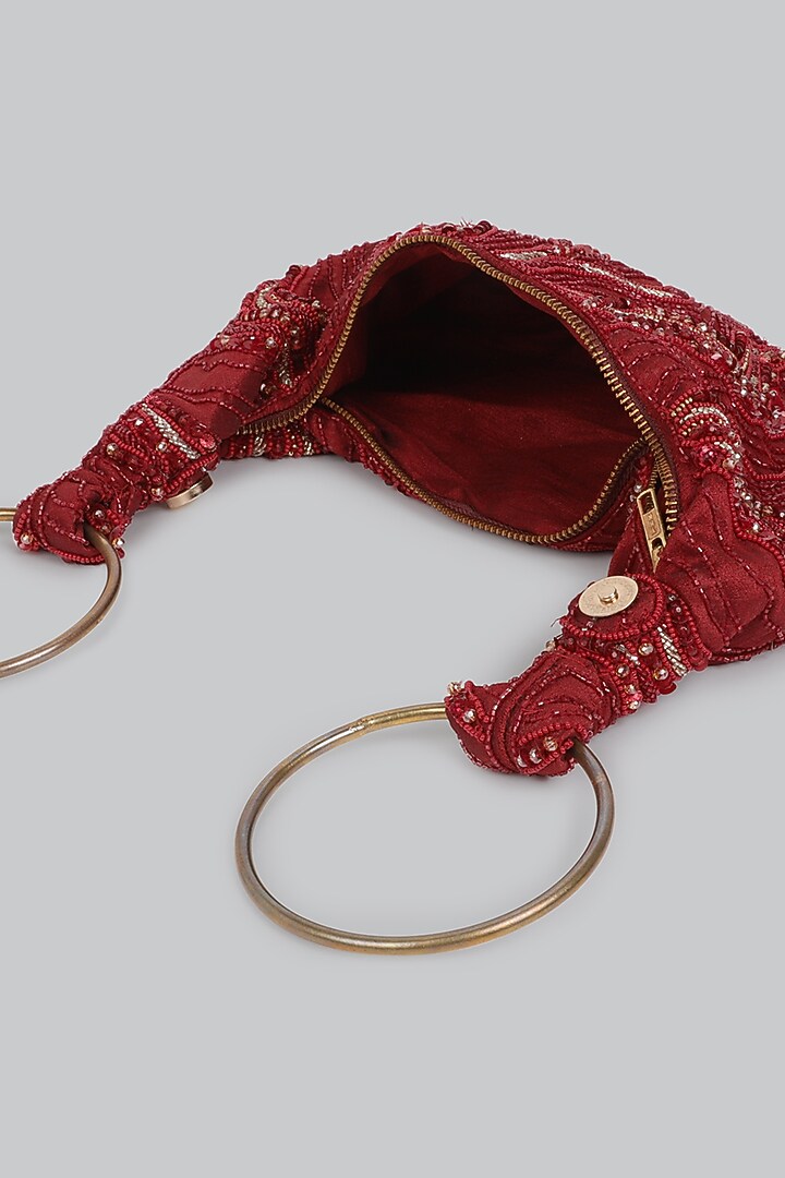Maroon Embellished Clutch by Ornatte at Pernia's Pop Up Shop