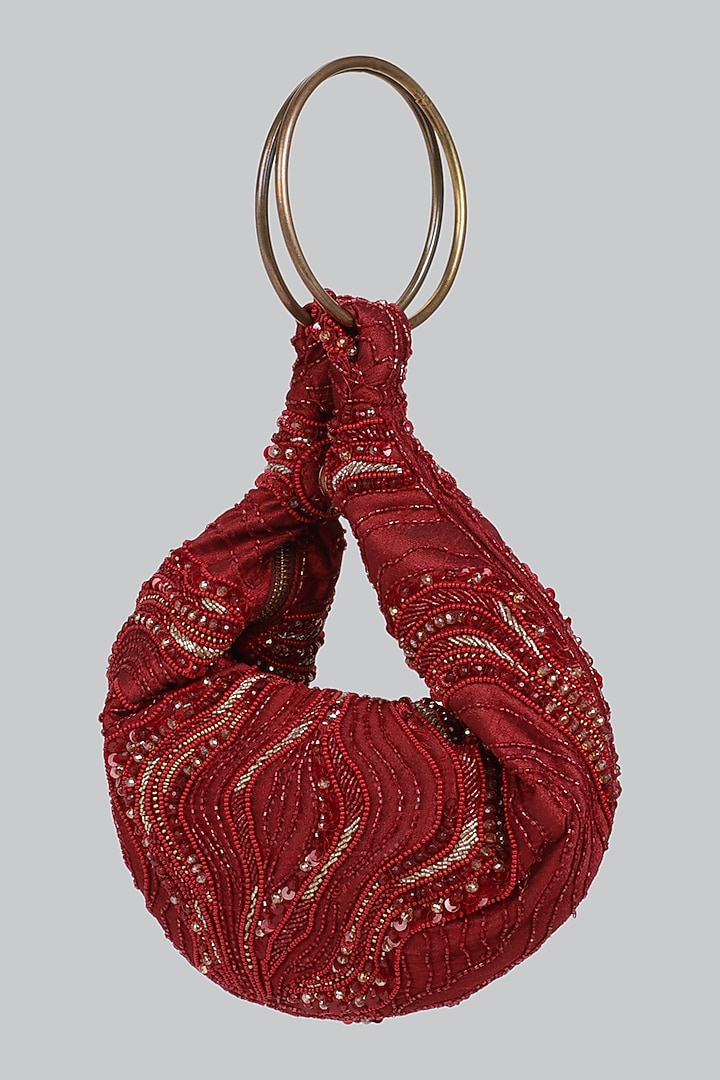 Maroon Embellished Clutch by Ornatte at Pernia's Pop Up Shop