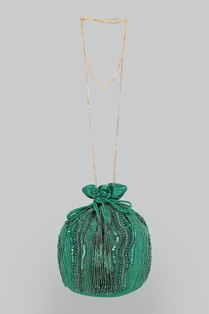 Green Embellished Potli by Ornatte